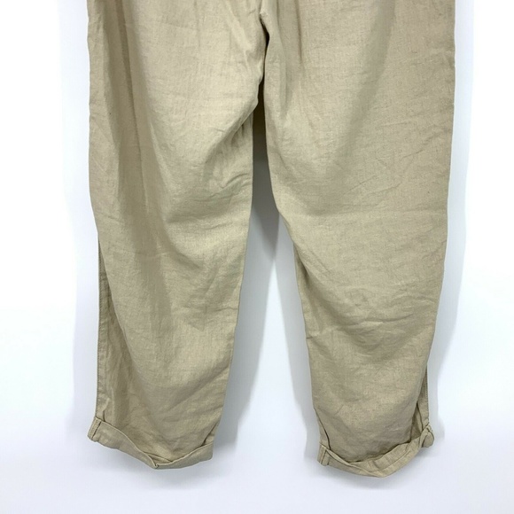 Old Navy Beige Solid Linen Mid Rise Crop Pants - Picture 7 of 8